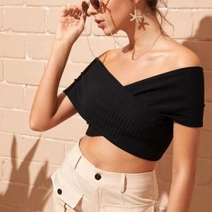 Black Off -Shoulder Crop Top